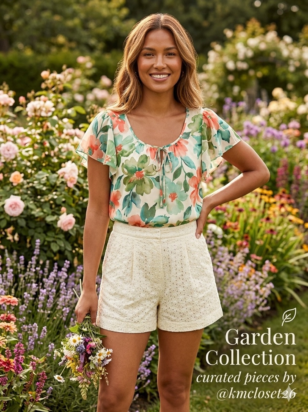 H&M vintage Conscious Collection High-Waist Eyelet Shorts US 2